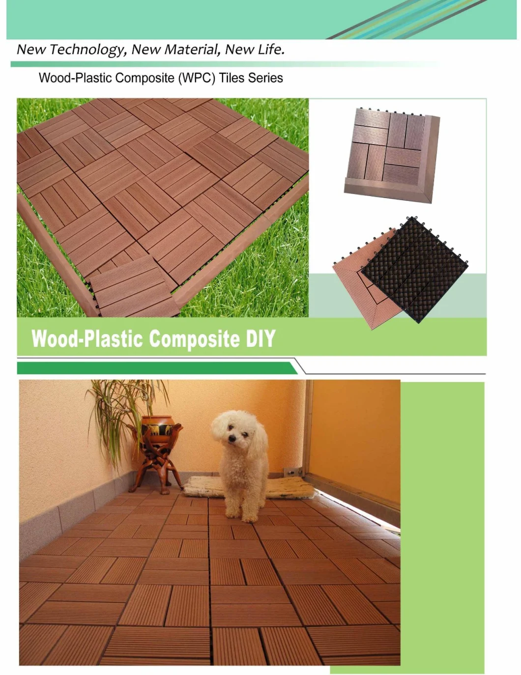 Wood Plastic Composite Interlocking DIY WPC Outdoor Floor Tiles