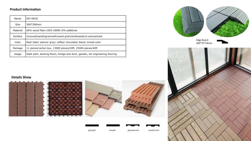 Hot Sale WPC DIY Tiles Interlocking Tiles Durable Composite Tiles Outdoor